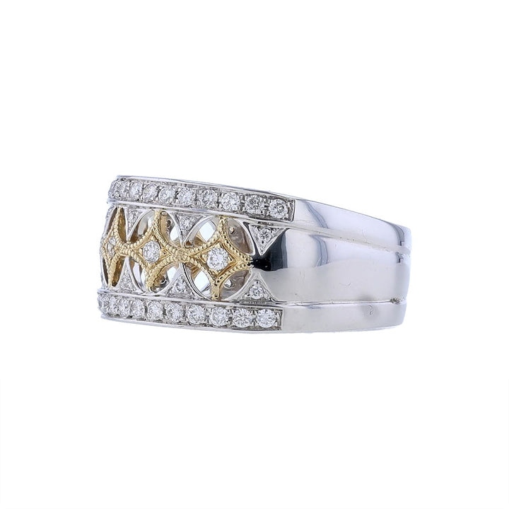 14k Two Tone Motif Anniversary Band