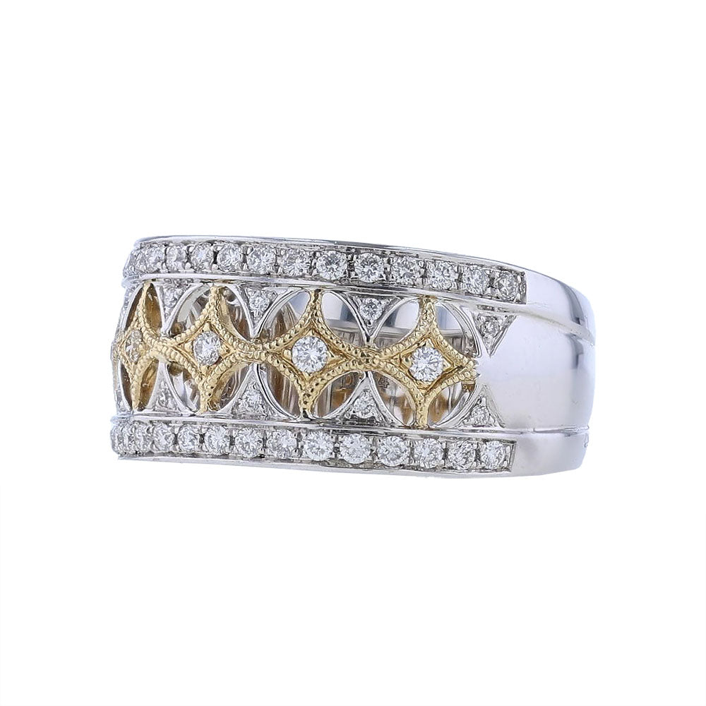 14k Two Tone Motif Anniversary Band