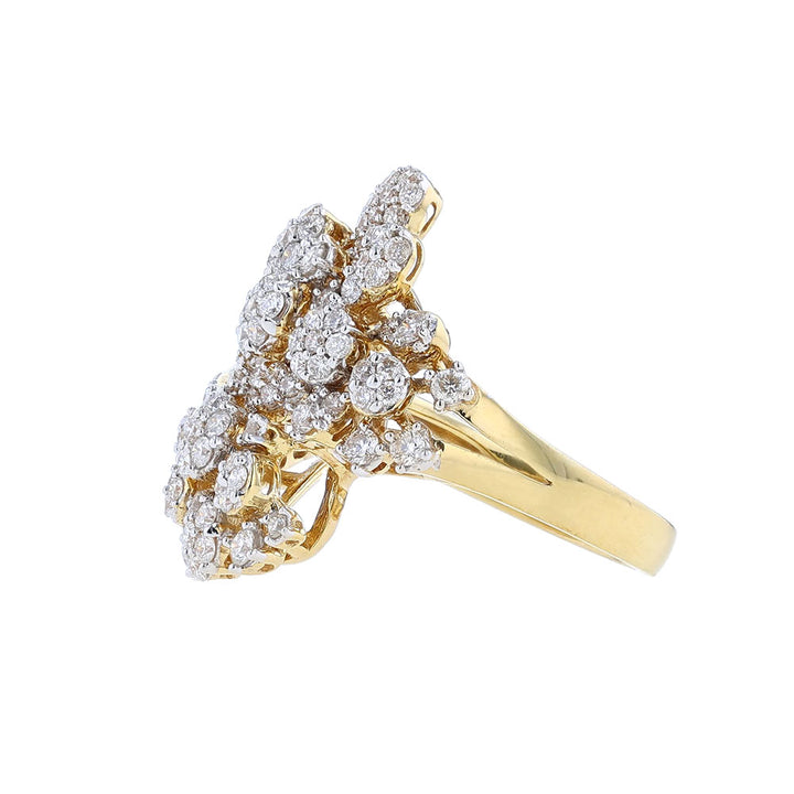 18K Yellow Gold Multi Shape Diamond Cocktail Ring