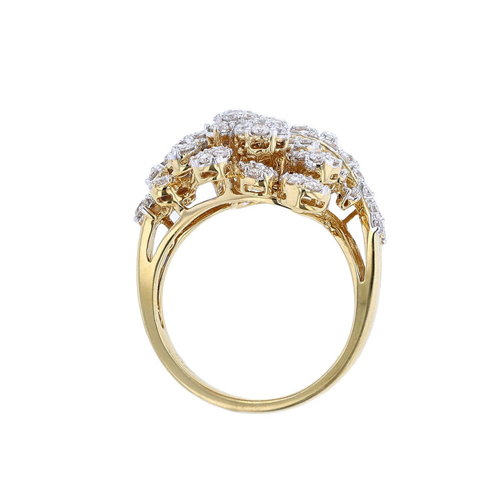 18K Yellow Gold Multi Shape Diamond Cocktail Ring