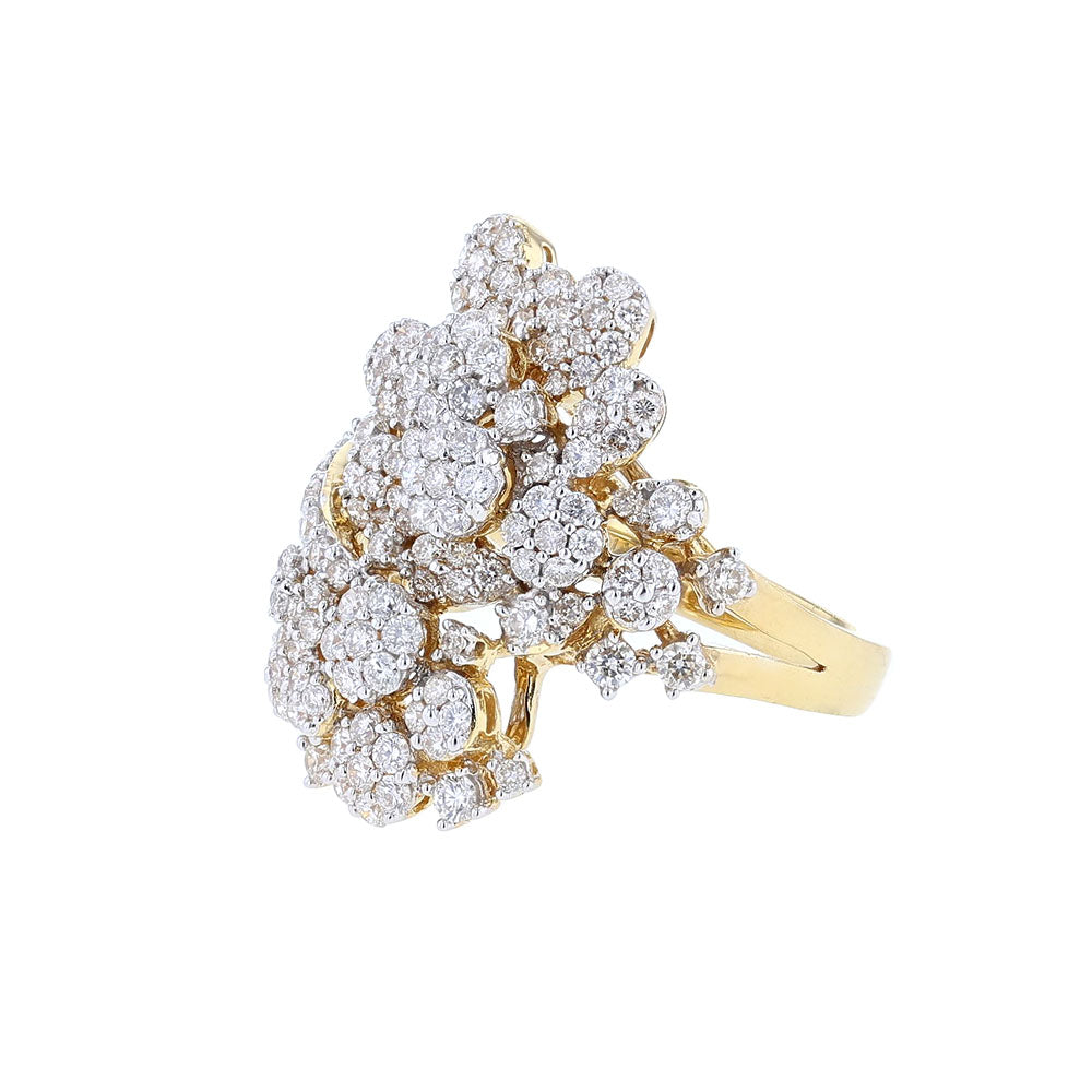 18K Yellow Gold Multi Shape Diamond Cocktail Ring