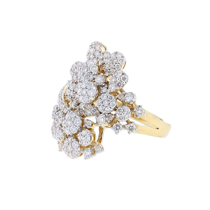 18K Yellow Gold Multi Shape Diamond Cocktail Ring