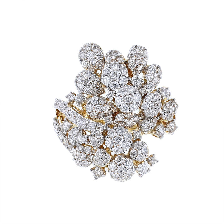 18K Yellow Gold Multi Shape Diamond Cocktail Ring