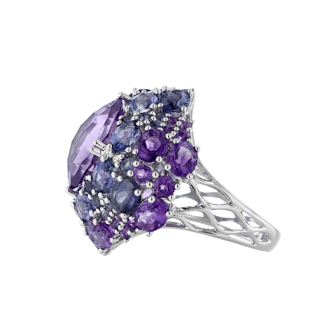 Amethyst Iolite Diamond Dome Ring
