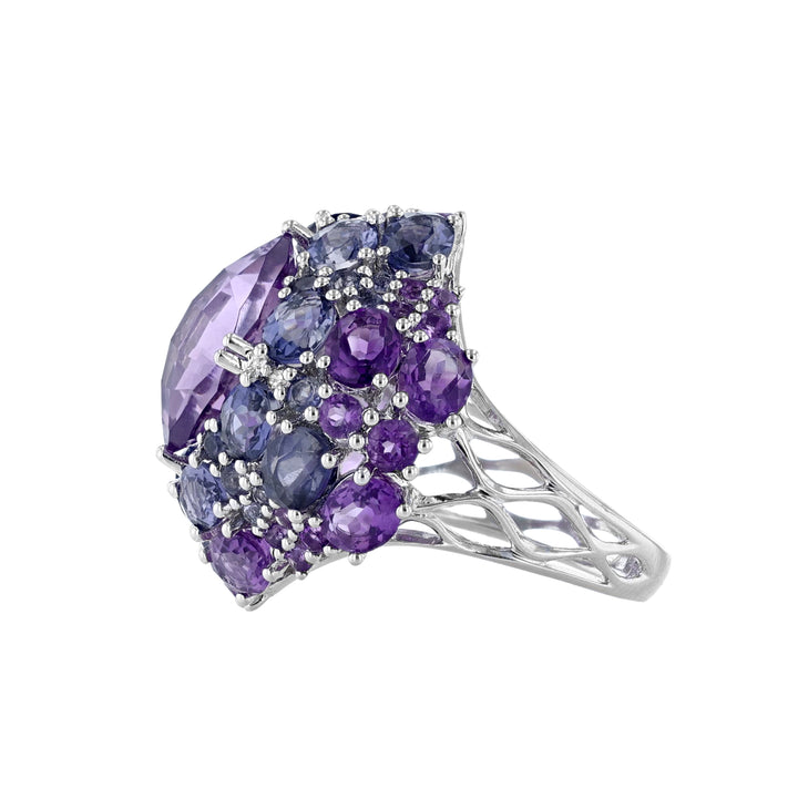 Amethyst Iolite Diamond Dome Ring