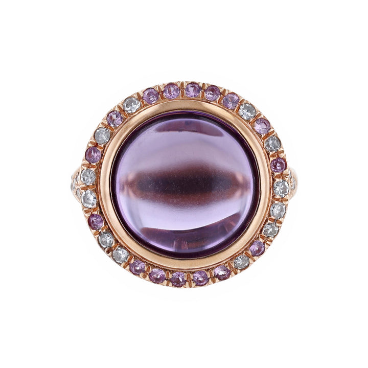Amethyst Pink Sapphire Diamond Halo Ring