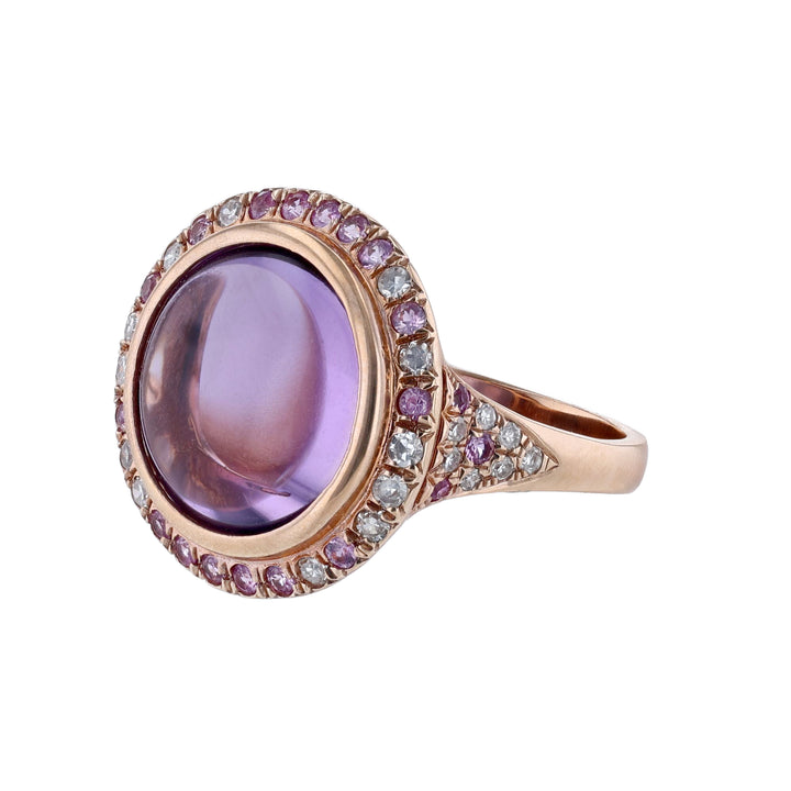 Amethyst Pink Sapphire Diamond Halo Ring