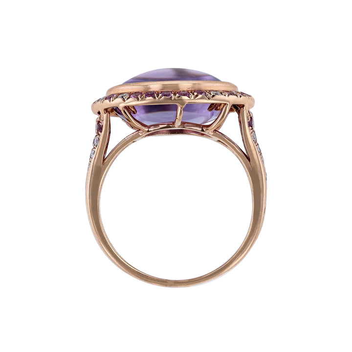 Amethyst Pink Sapphire Diamond Halo Ring