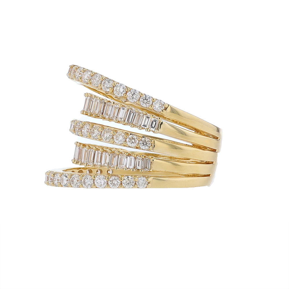 18K Yellow Gold Wide Diamond Row Stack Ring