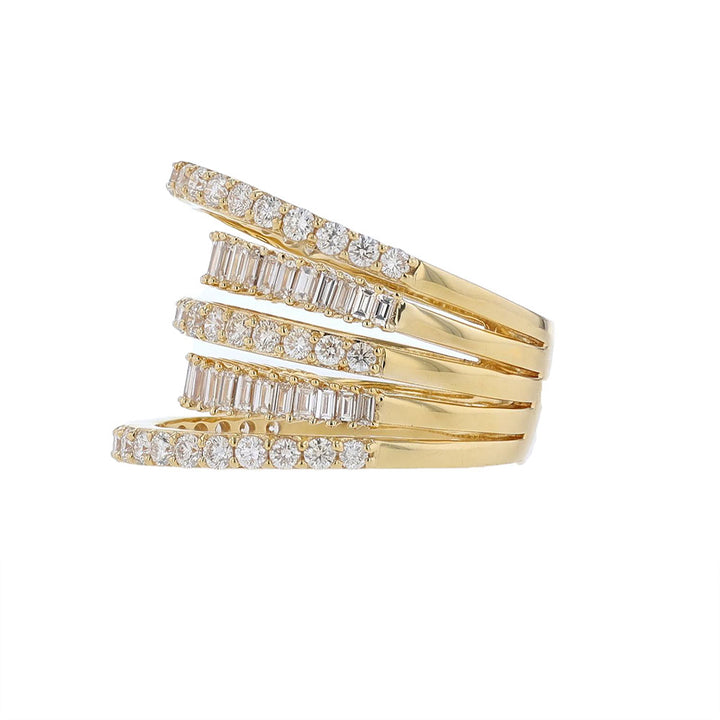 18K Yellow Gold Wide Diamond Row Stack Ring