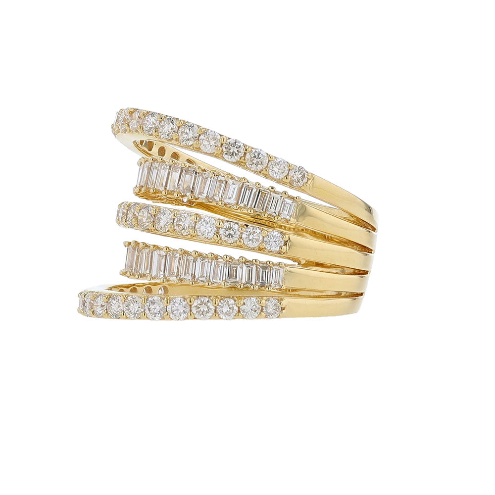 18K Yellow Gold Wide Diamond Row Stack Ring