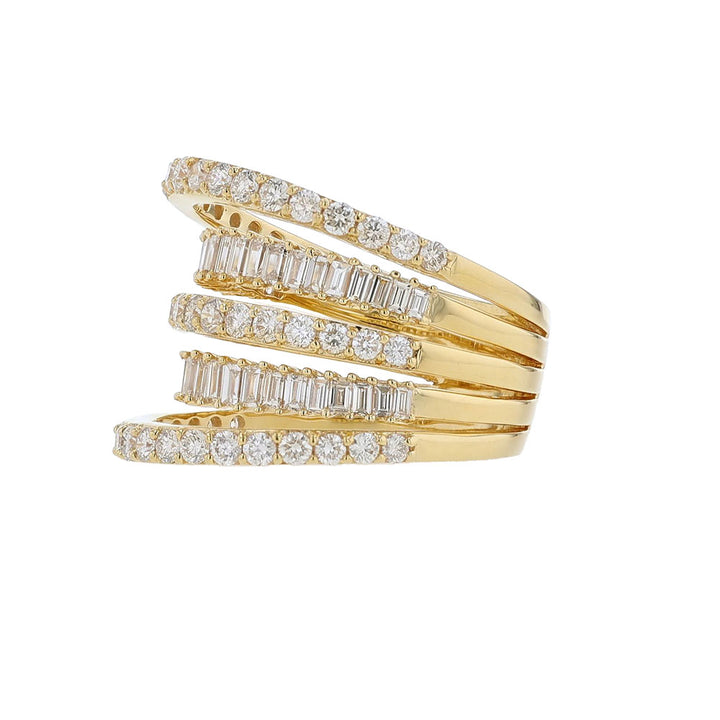18K Yellow Gold Wide Diamond Row Stack Ring