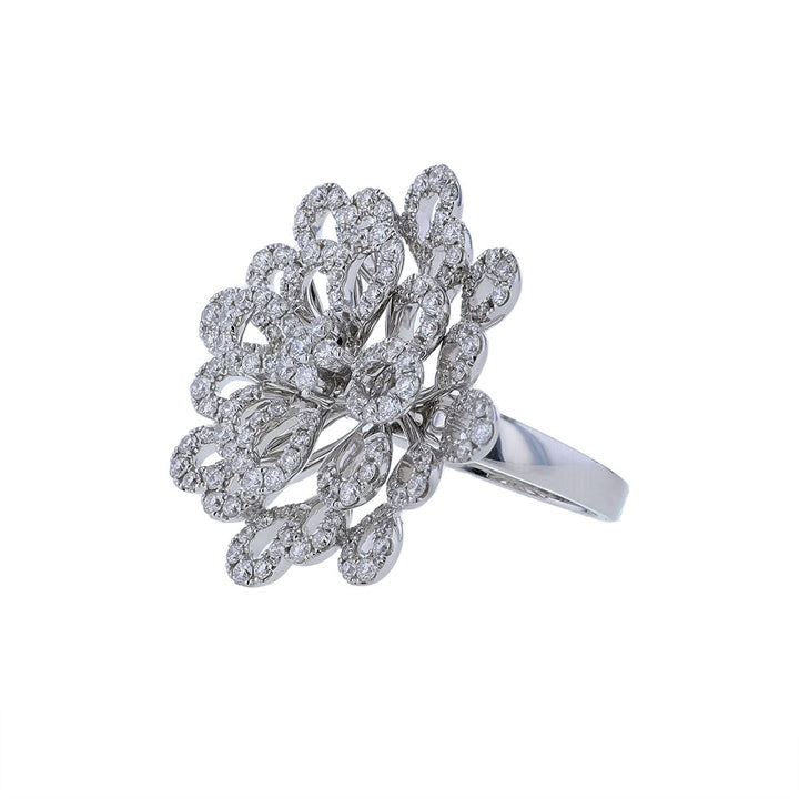 18k White Gold Diamond Floral Cocktail Ring