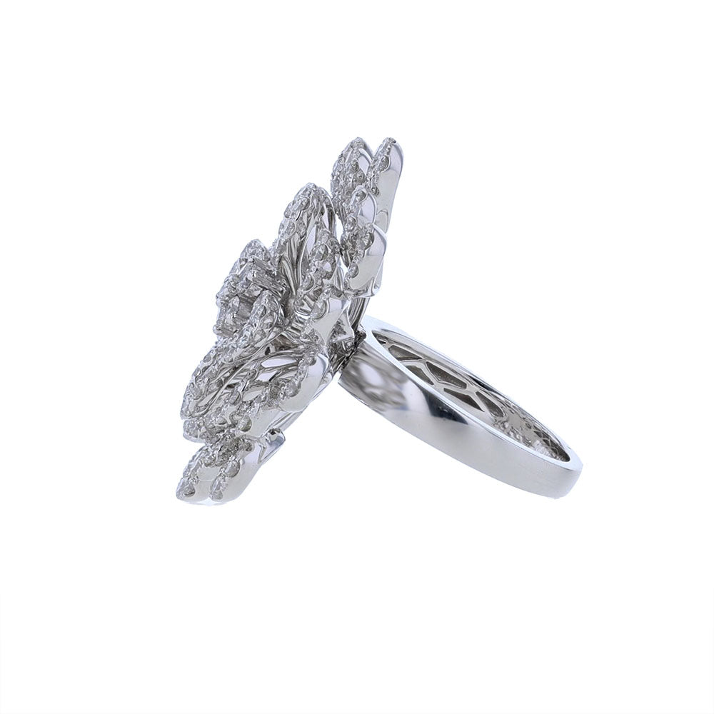 18k White Gold Diamond Floral Cocktail Ring