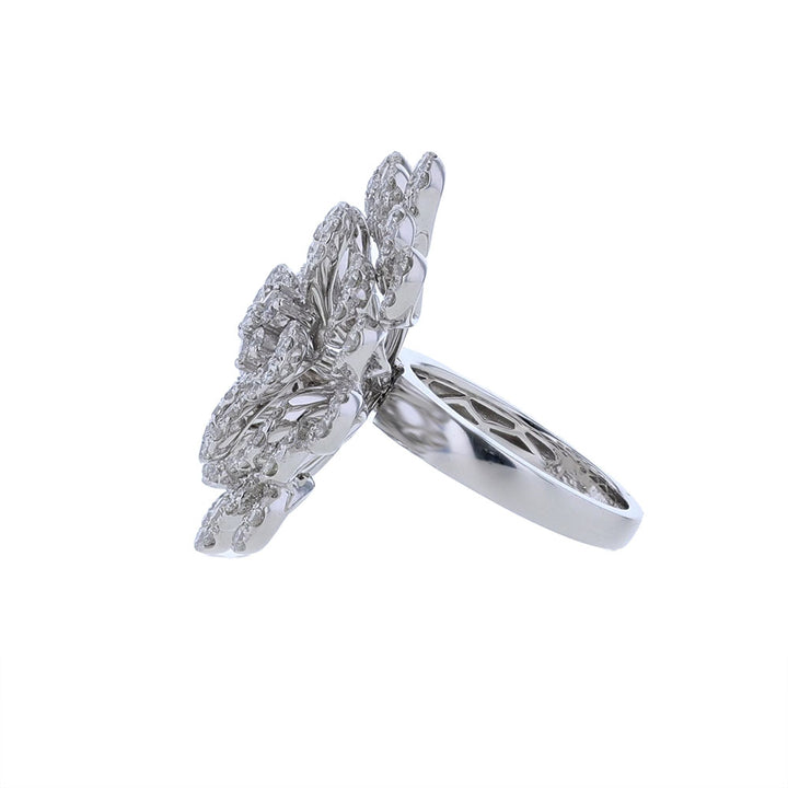 18k White Gold Diamond Floral Cocktail Ring