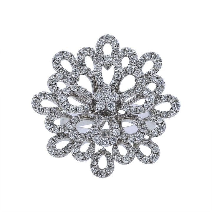 18k White Gold Diamond Floral Cocktail Ring