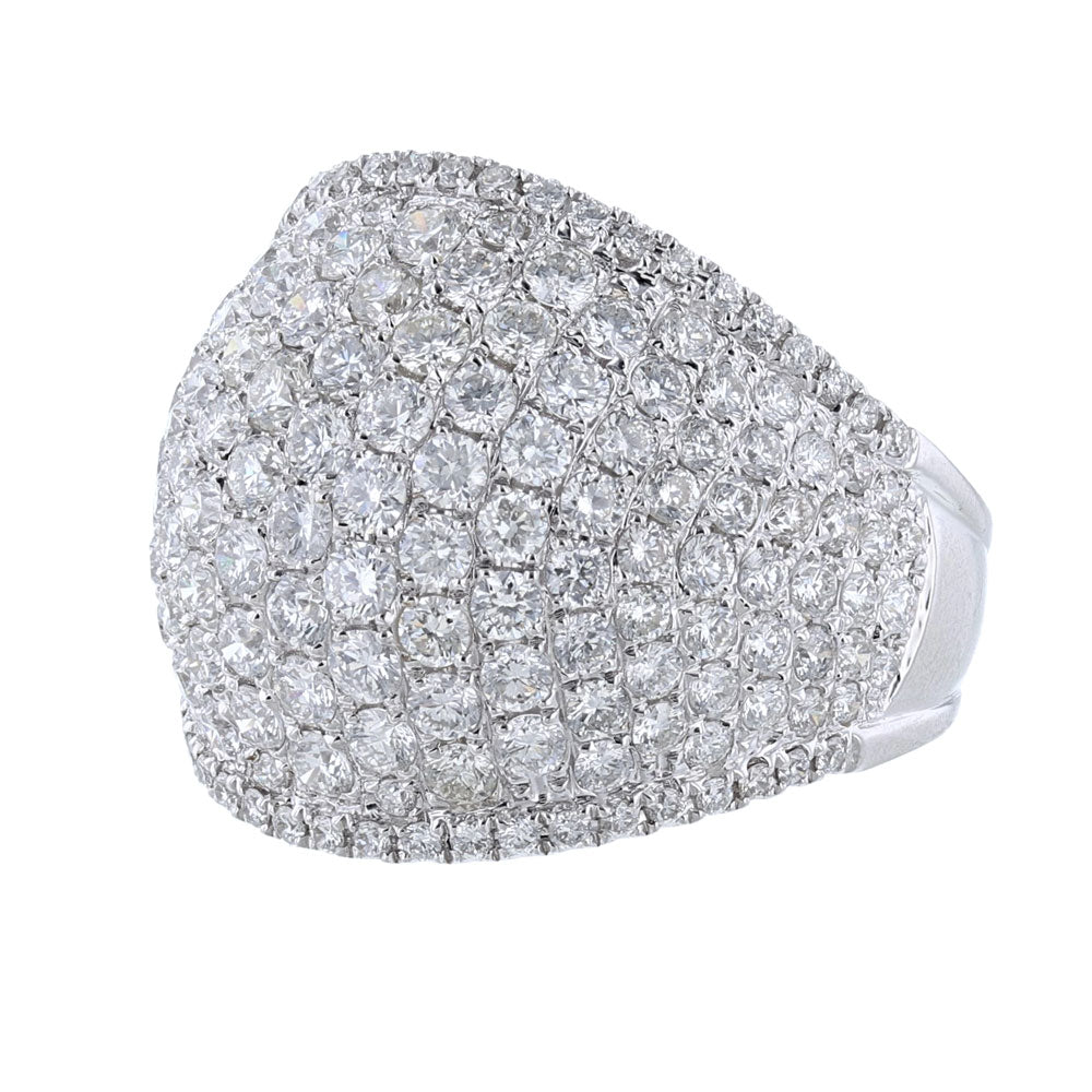 18K White Gold Diamond Domed Ladies Ring