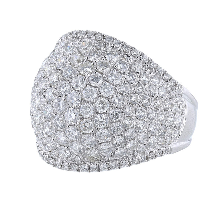 18K White Gold Diamond Domed Ladies Ring