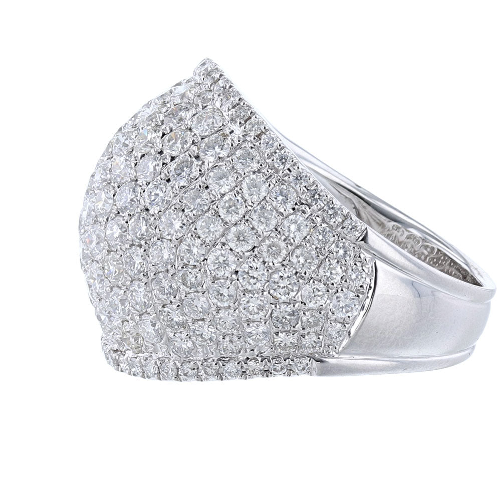 18K White Gold Diamond Domed Ladies Ring