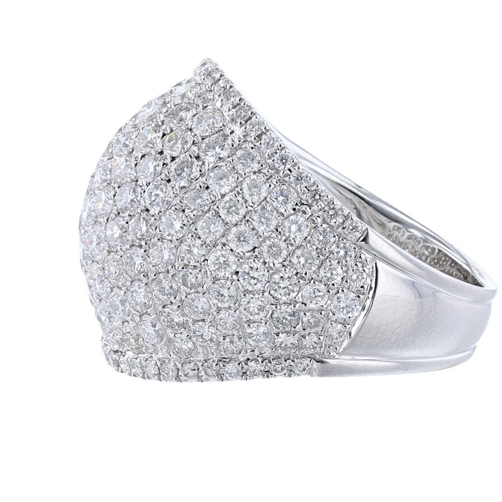 18K White Gold Diamond Domed Ladies Ring