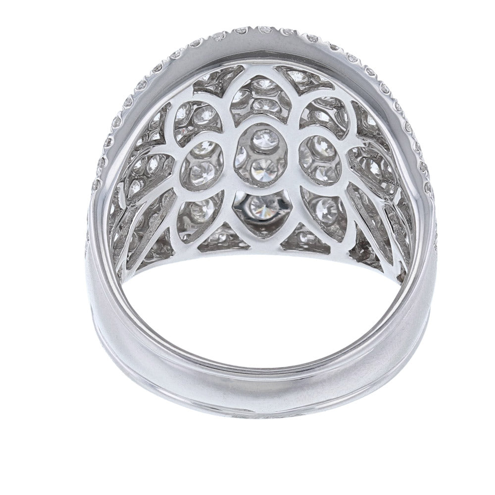 18K White Gold Diamond Domed Ladies Ring
