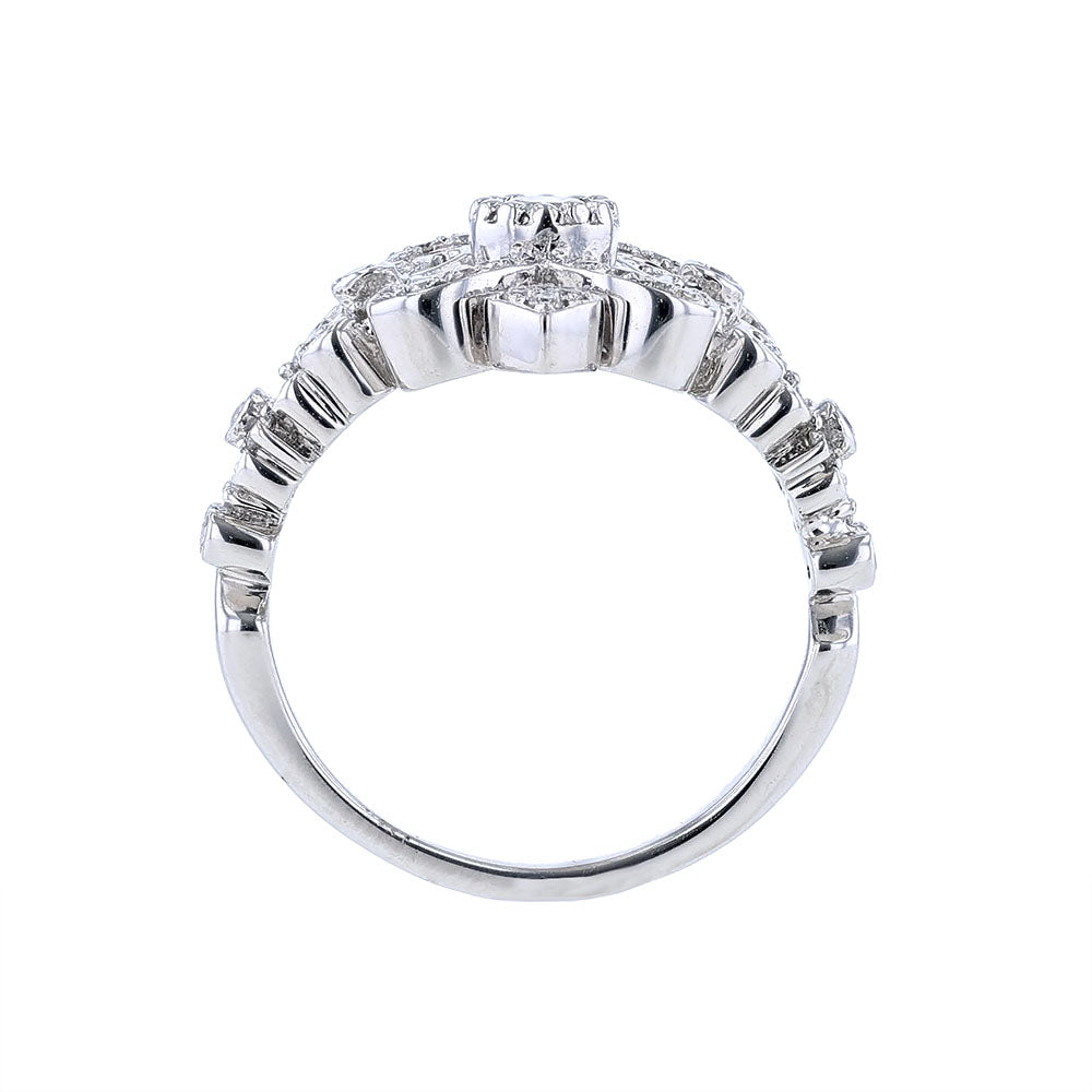 18K White Gold Scroll Motif Ring