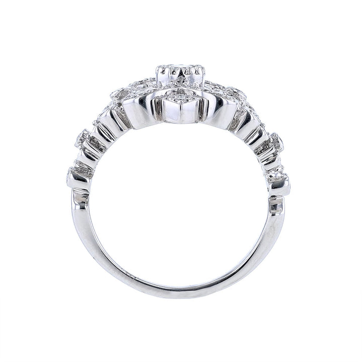 18K White Gold Scroll Motif Ring