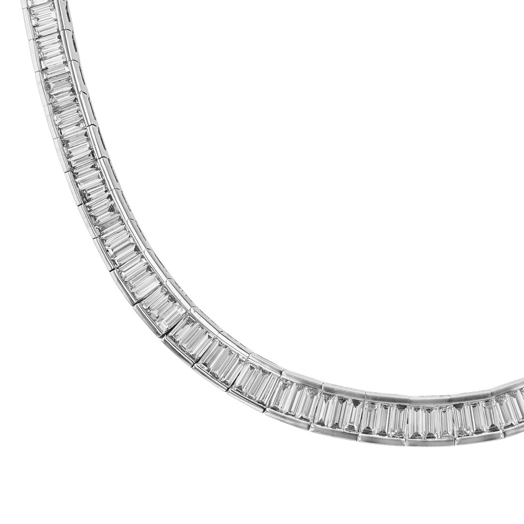Baguette Diamond Tennis Necklace, 20.29ct.