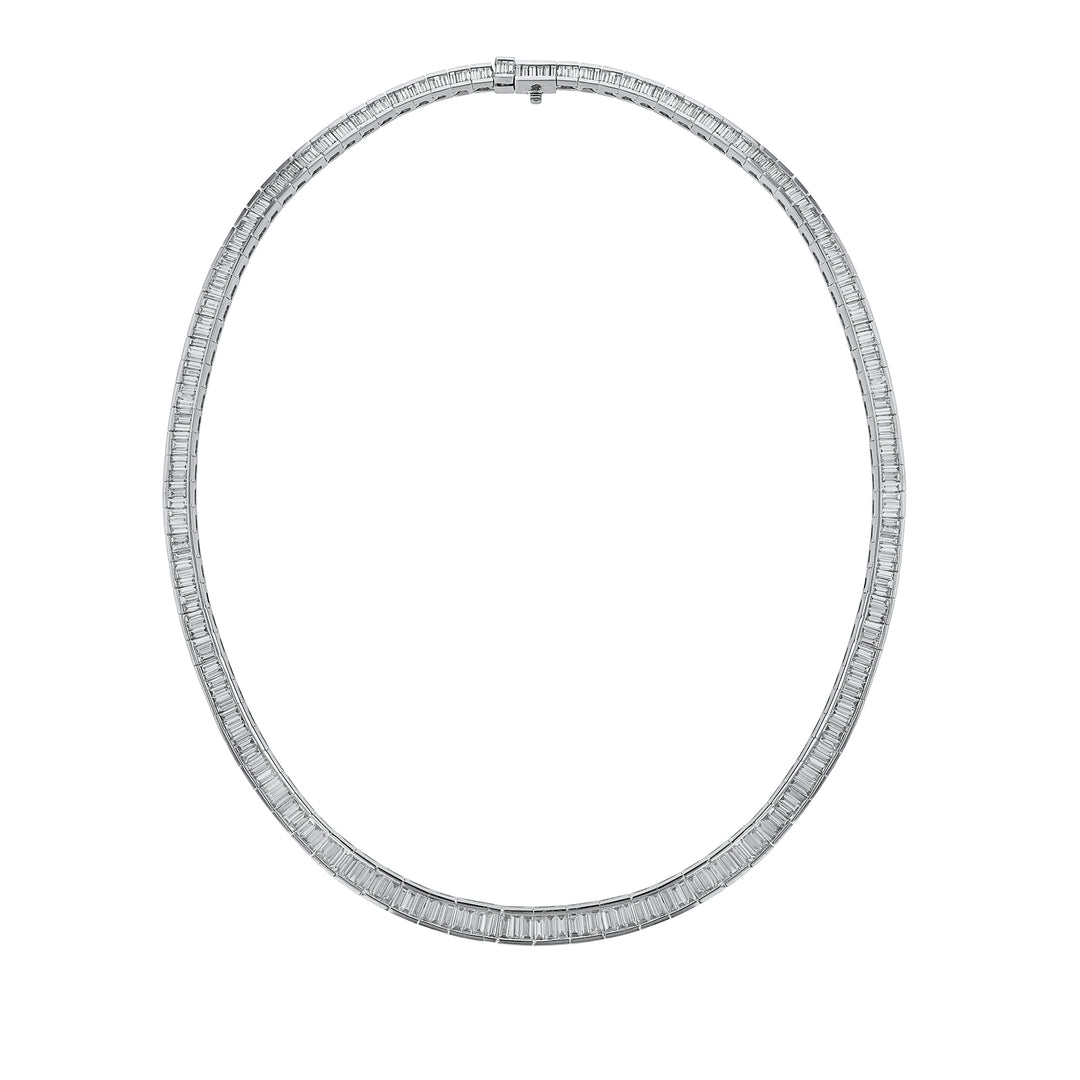 Baguette Diamond Tennis Necklace, 20.29ct.