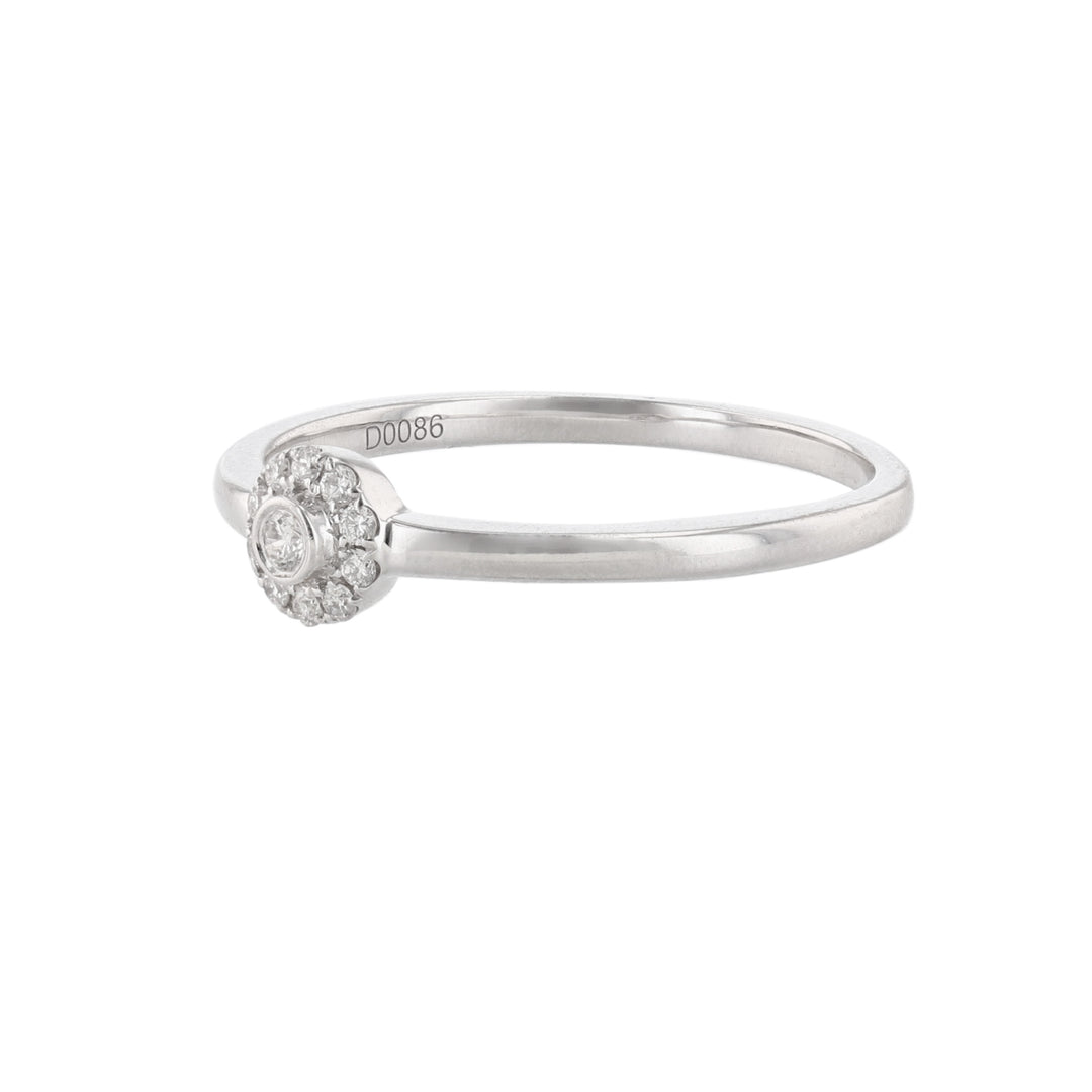 18K White Gold Mini Halo Diamond Ring