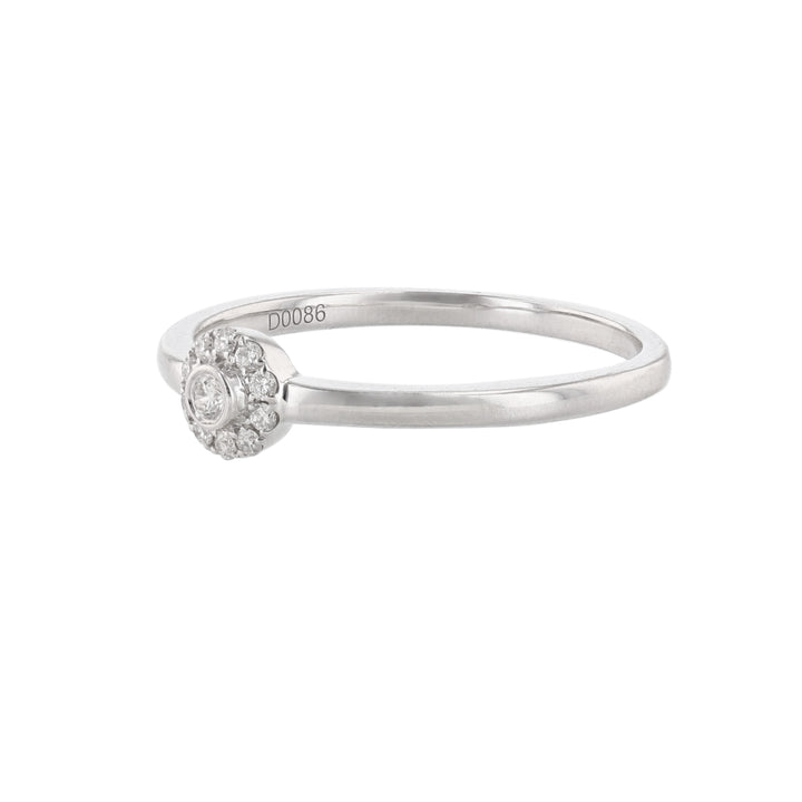 18K White Gold Mini Halo Diamond Ring