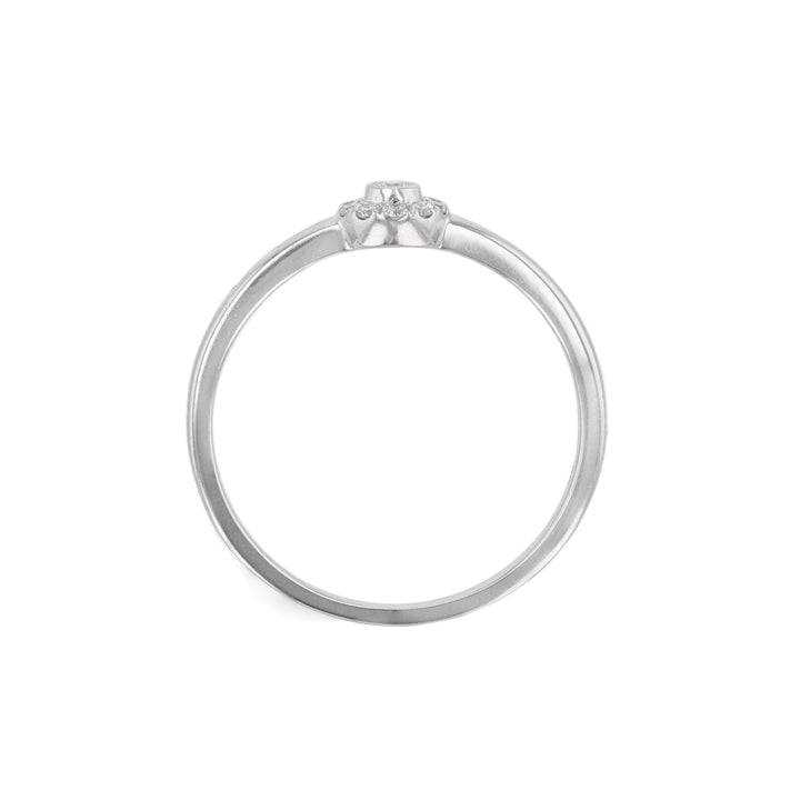 18K White Gold Mini Halo Diamond Ring