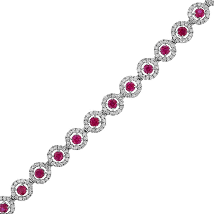 Ruby Diamond Halo Tennis Bracelet