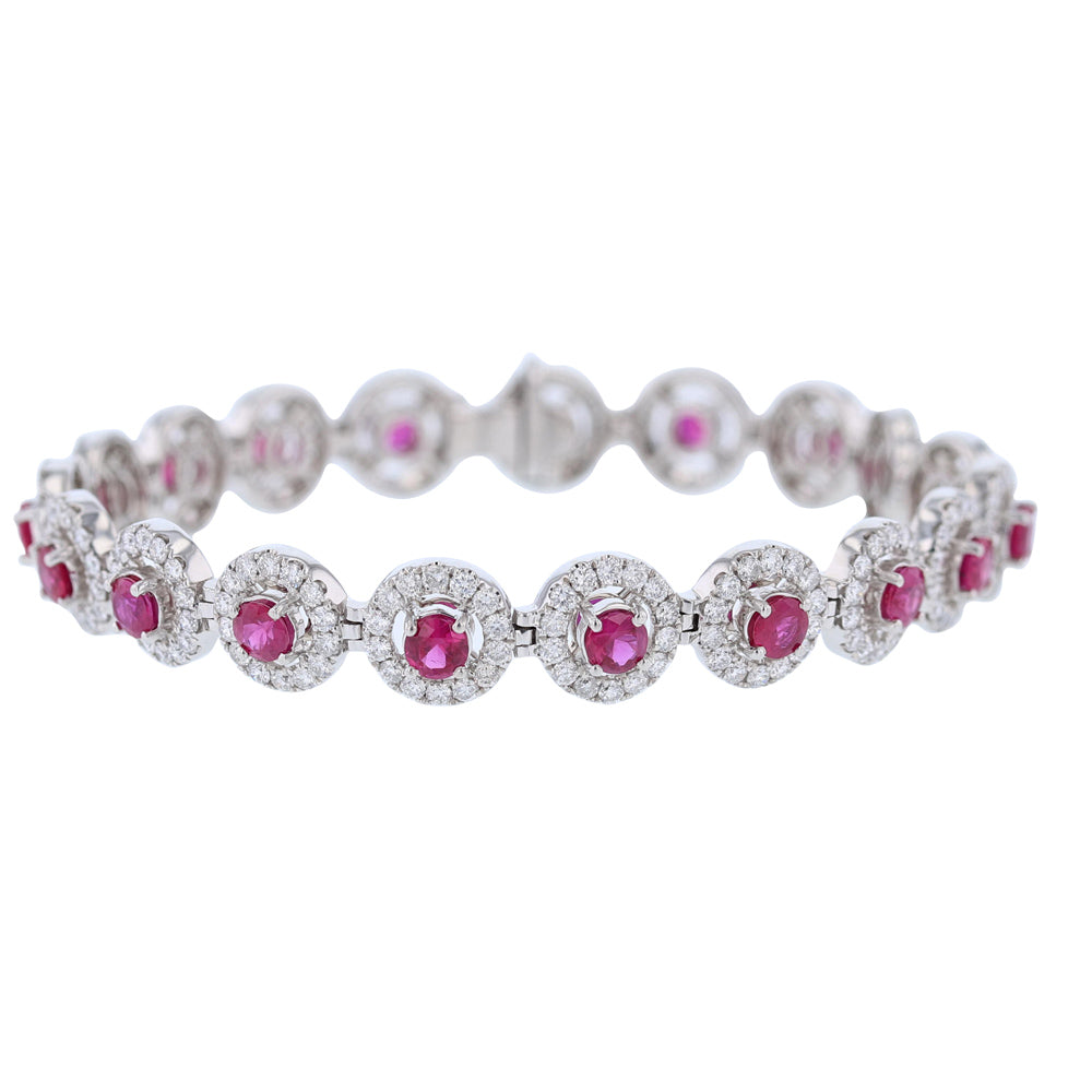 Ruby Diamond Halo Tennis Bracelet