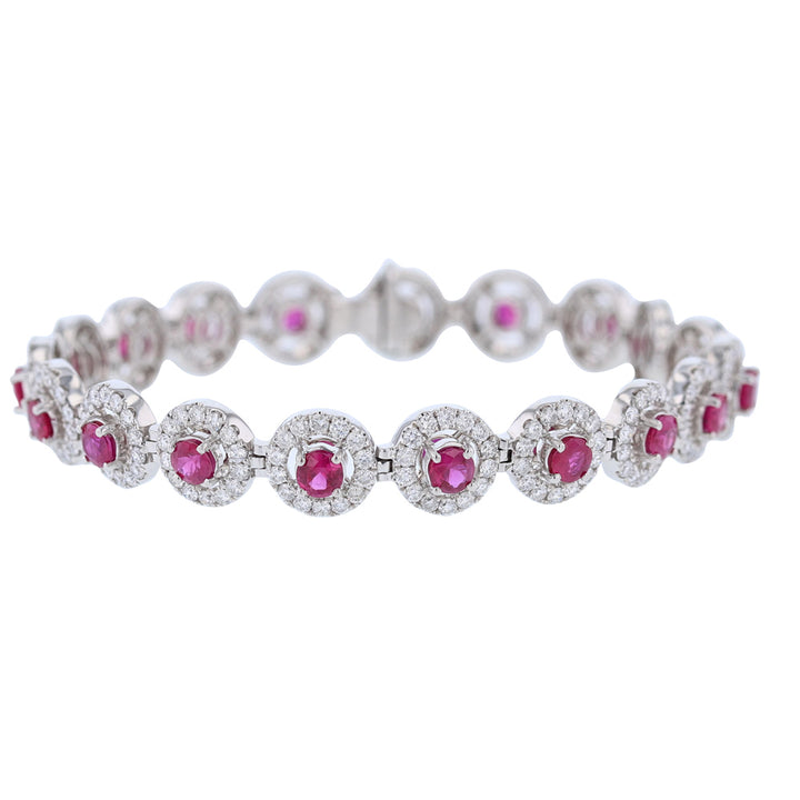 Ruby Diamond Halo Tennis Bracelet