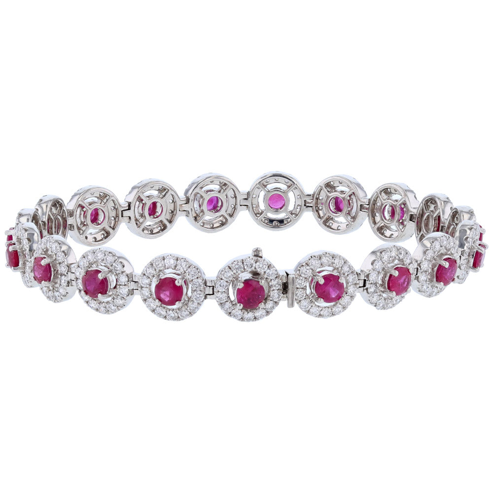 Ruby Diamond Halo Tennis Bracelet