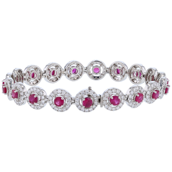 Ruby Diamond Halo Tennis Bracelet