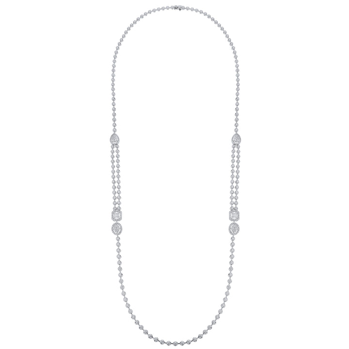 18K White Gold Diamond Long Necklace, 9.32ct.