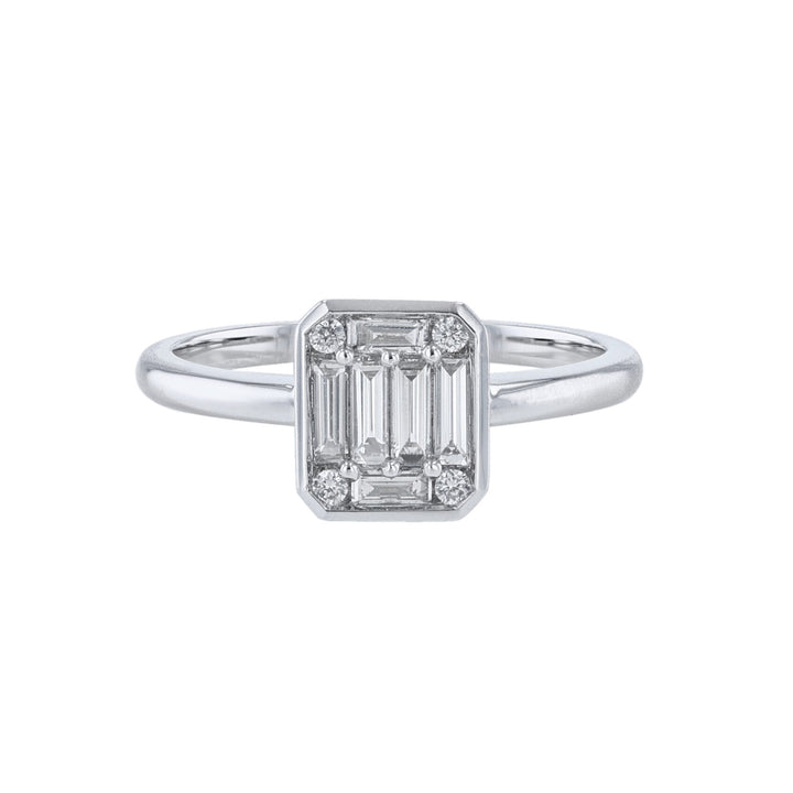 Round Baguette Bezel Diamond Promise Ring
