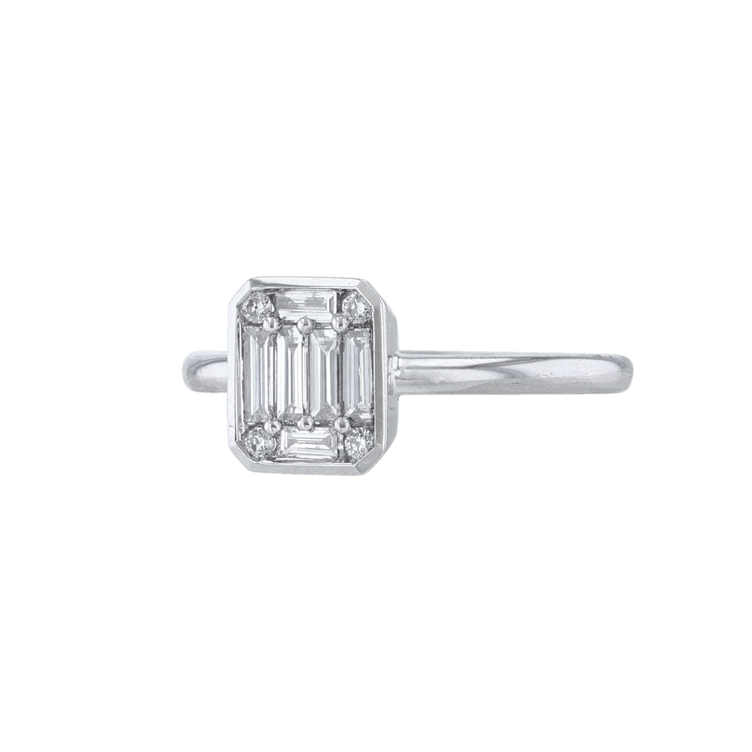 Round Baguette Bezel Diamond Promise Ring