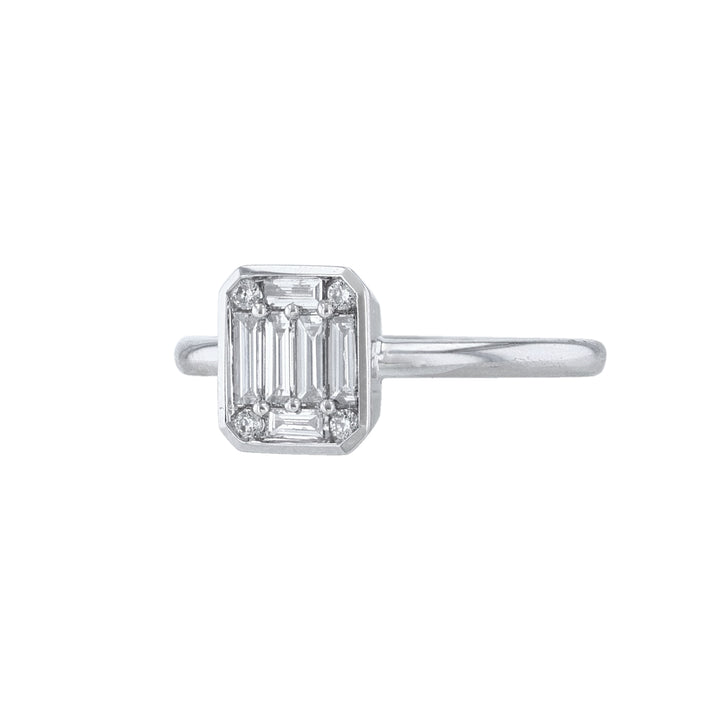 Round Baguette Bezel Diamond Promise Ring