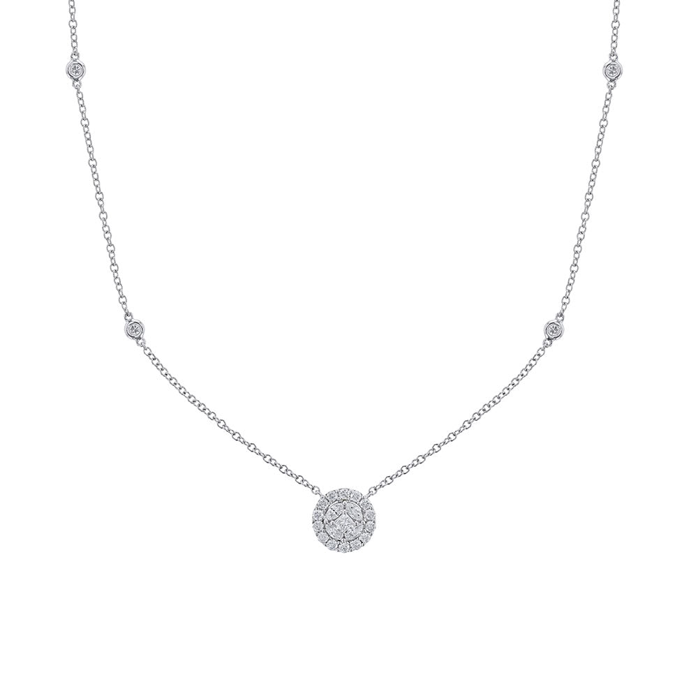 Multi Diamond Shape Round Pendant Necklace