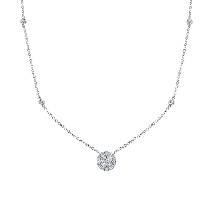Multi Diamond Shape Round Pendant Necklace