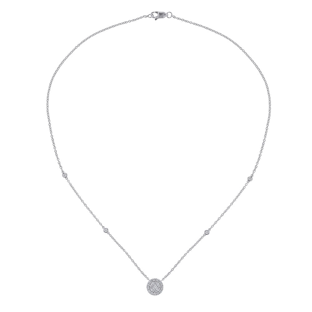Multi Diamond Shape Round Pendant Necklace