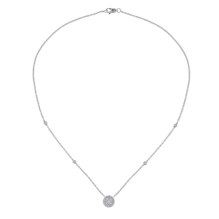 Multi Diamond Shape Round Pendant Necklace