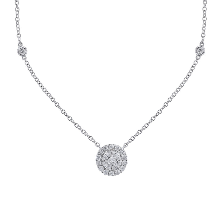 Multi Diamond Shape Round Pendant Necklace