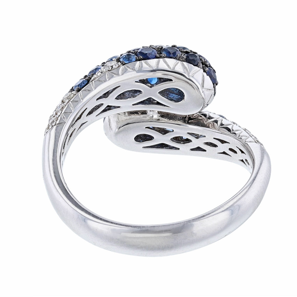 Blue Sapphire Diamond Pave Wrap Cocktail Ring