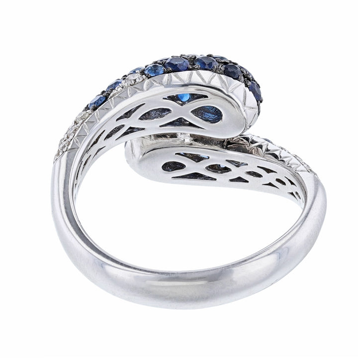 Blue Sapphire Diamond Pave Wrap Cocktail Ring