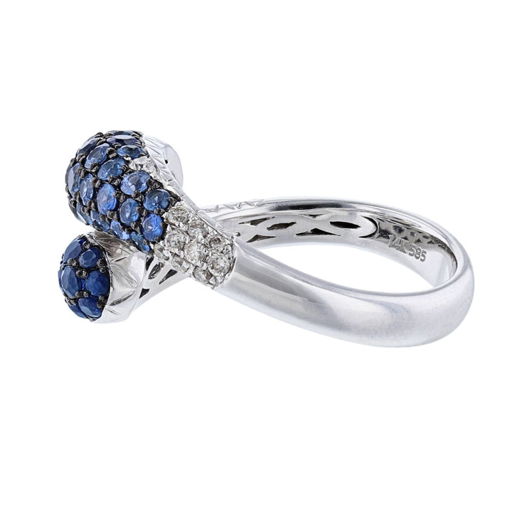 Blue Sapphire Diamond Pave Wrap Cocktail Ring