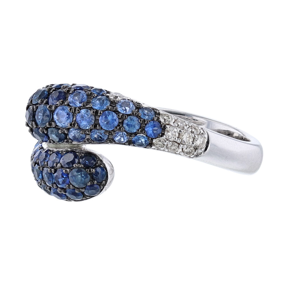 Blue Sapphire Diamond Pave Wrap Cocktail Ring
